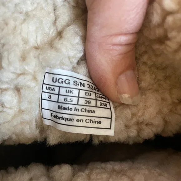 UGG Hartley Winter brown suede tall Boot wedge heel zip side Size 8 - Picture 4 of 11